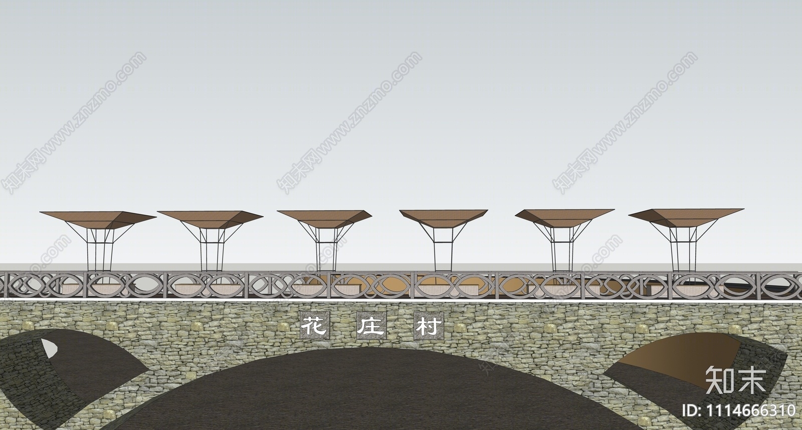 中式景观桥SU模型下载【ID:1114666310】
