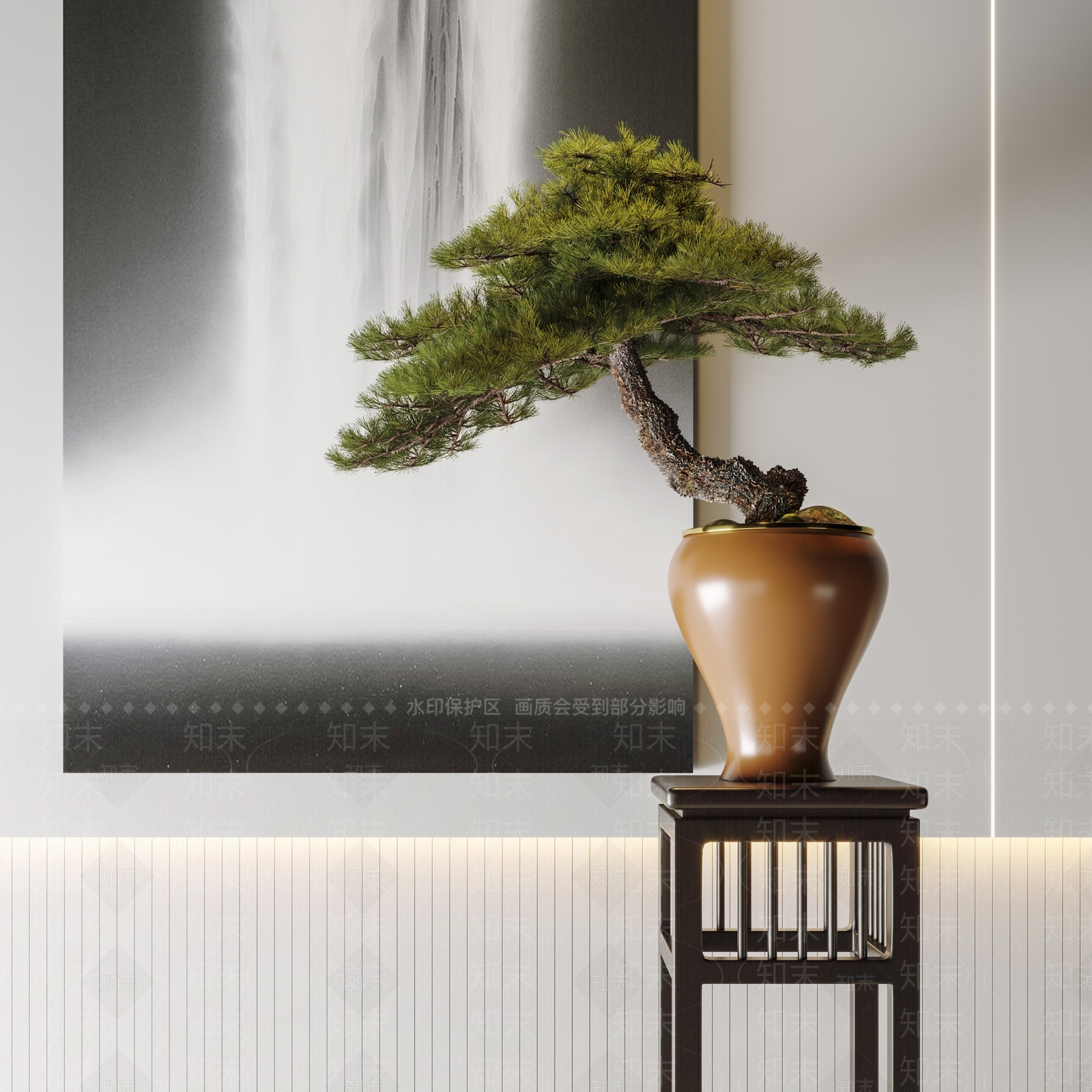 松树植物盆栽3D模型下载【ID:1114667647】