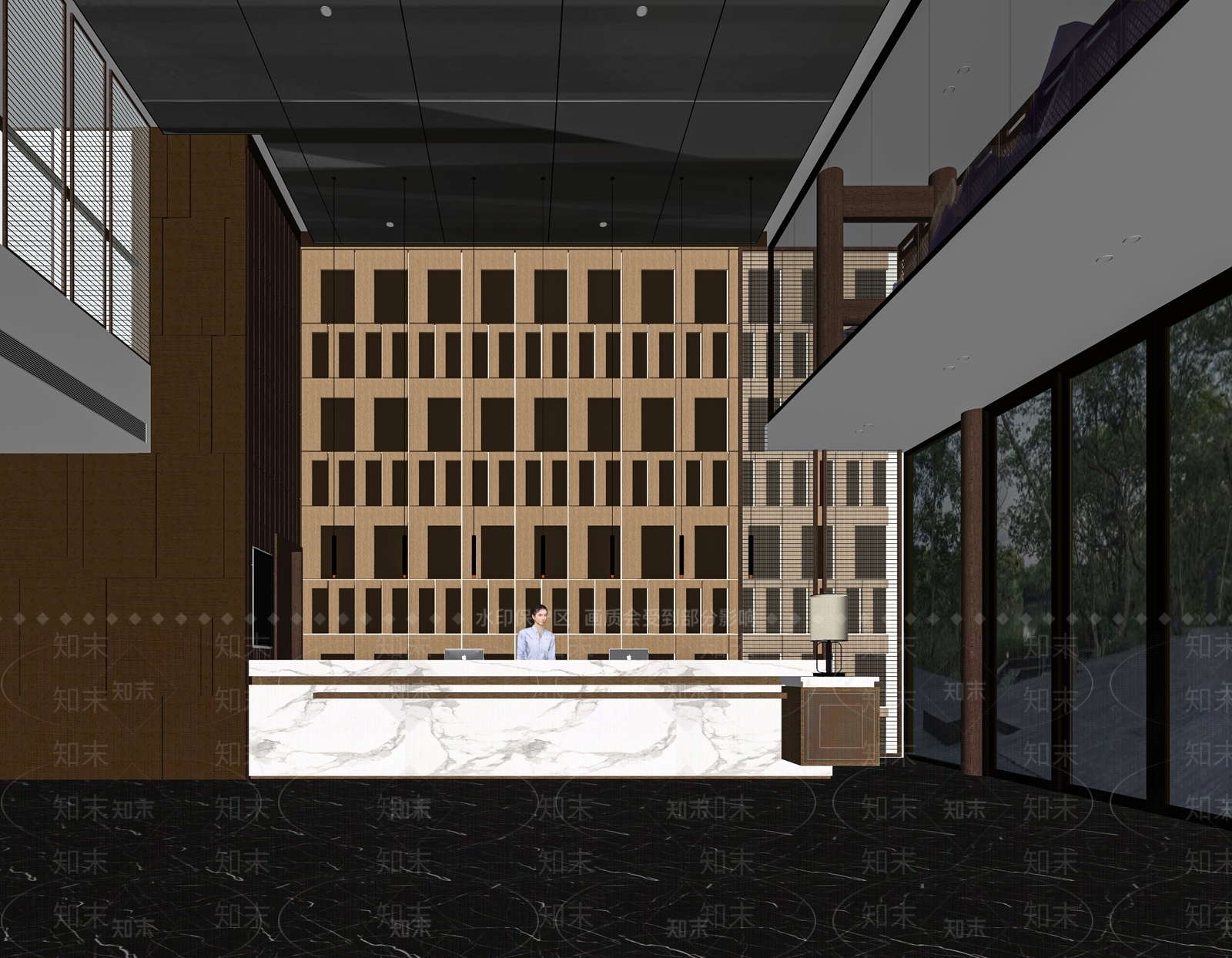 现代酒店大堂SU模型下载【ID:1114670875】