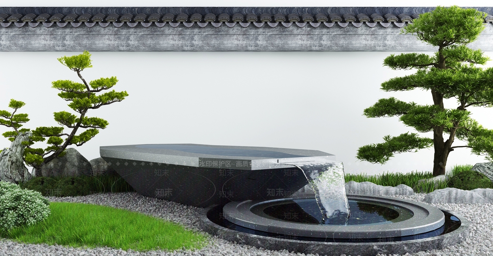 新中式庭院水景小品3D模型下载【ID:1114678322】