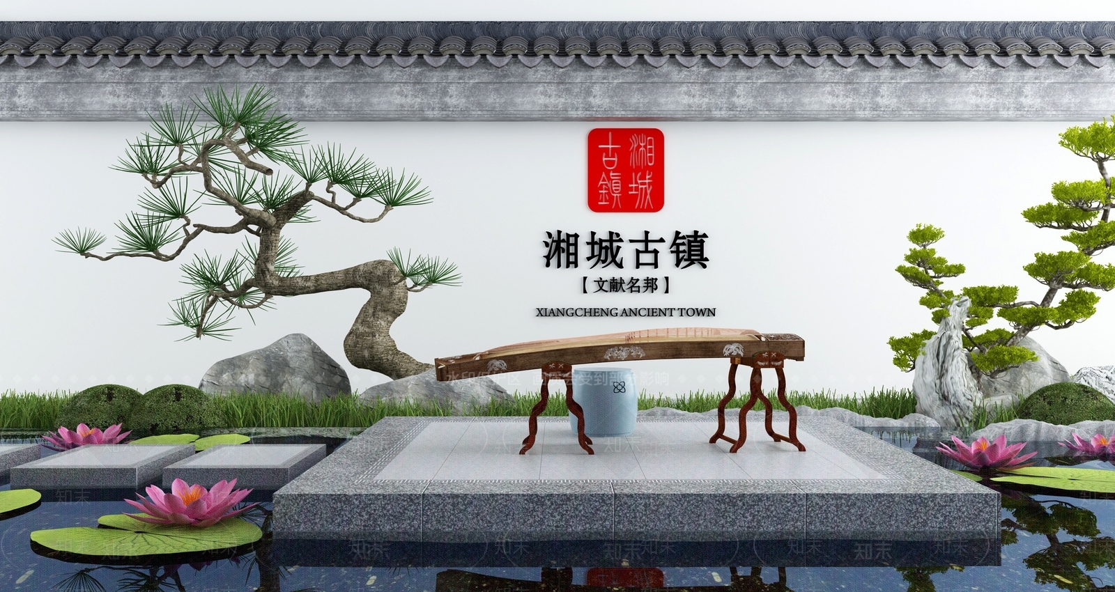 新中式庭院水景小品3D模型下载【ID:1114678383】