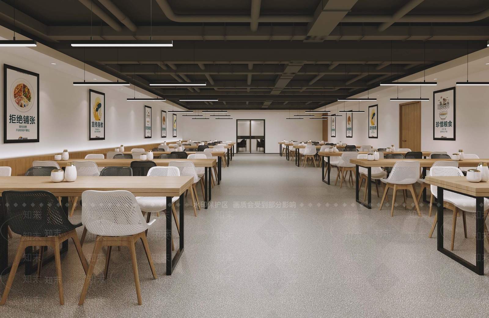 现代员工餐厅3D模型下载【ID:1114680332】