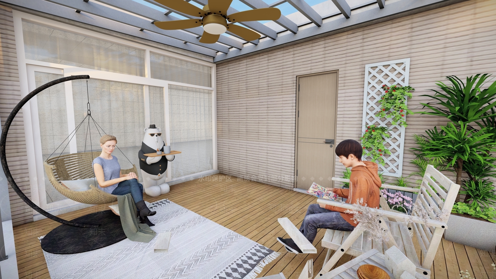 现代屋顶花园SU模型下载【ID:1114684762】