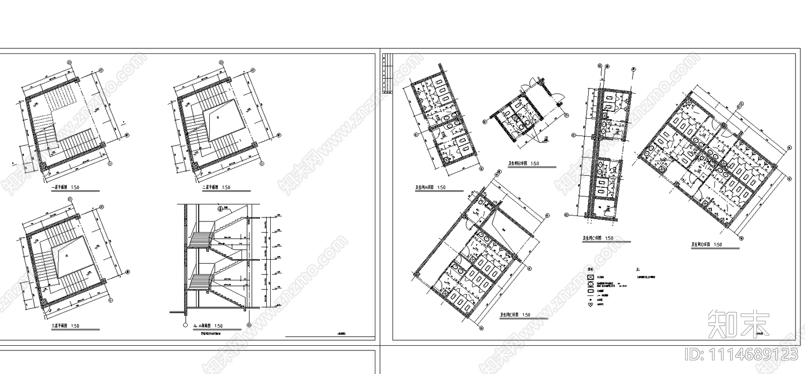 楼梯卫生间施工图下载【ID:1114689123】