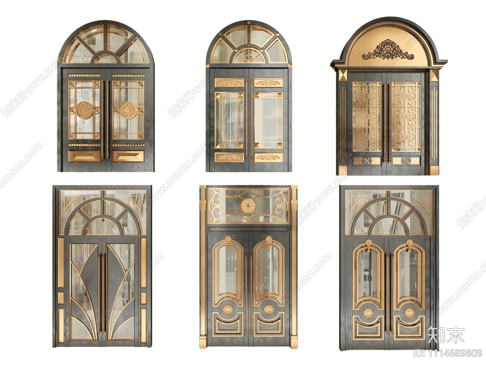 简欧金属拱形玻璃大门SU模型下载【ID:1114689809】