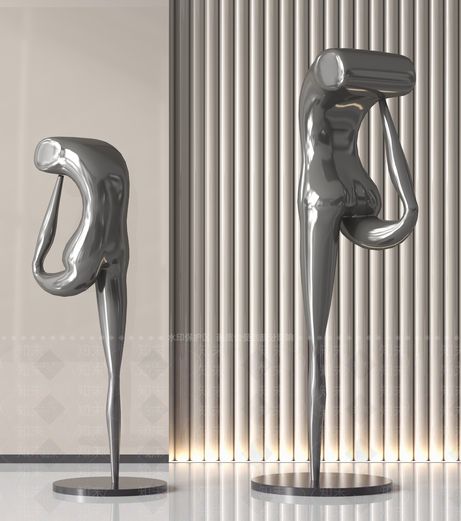 现代人体艺术雕塑3D模型下载【ID:1114691975】