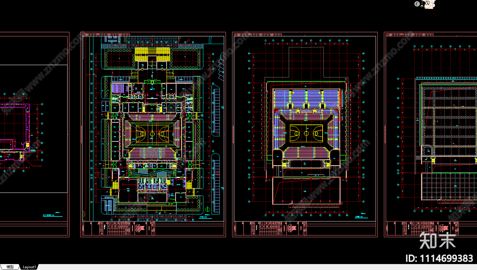 体育馆建筑平面立面施工图下载【ID:1114699383】