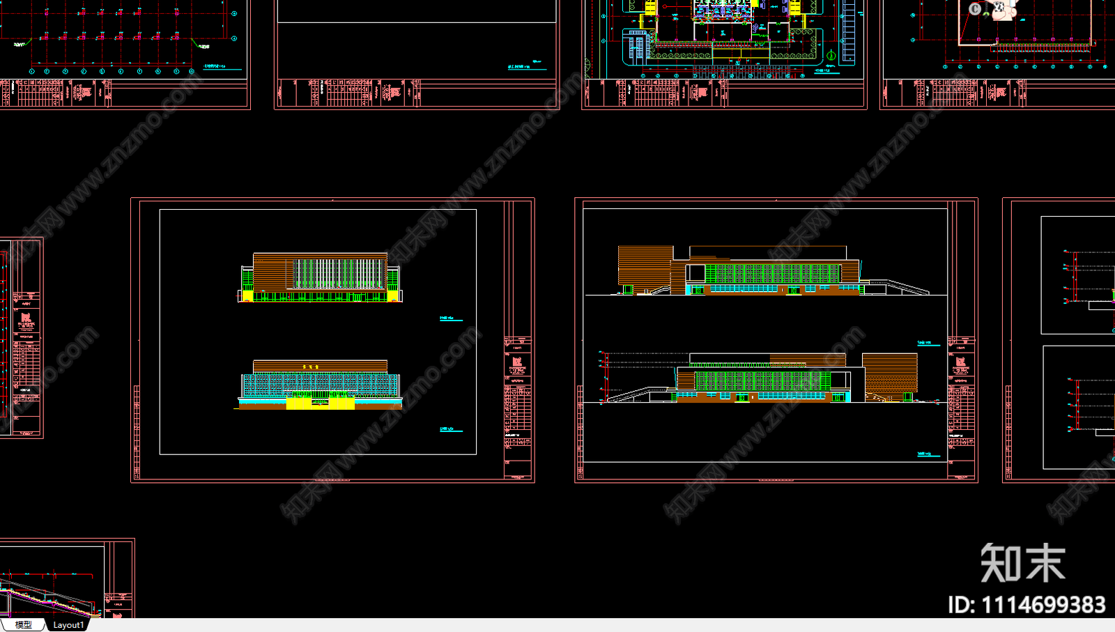 体育馆建筑平面立面cad施工图下载【ID:1114699383】