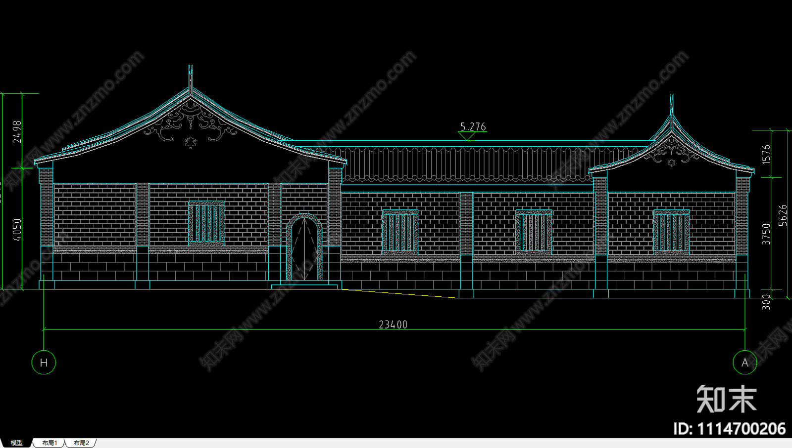 闽南风格红砖管理房cad施工图下载【ID:1114700206】