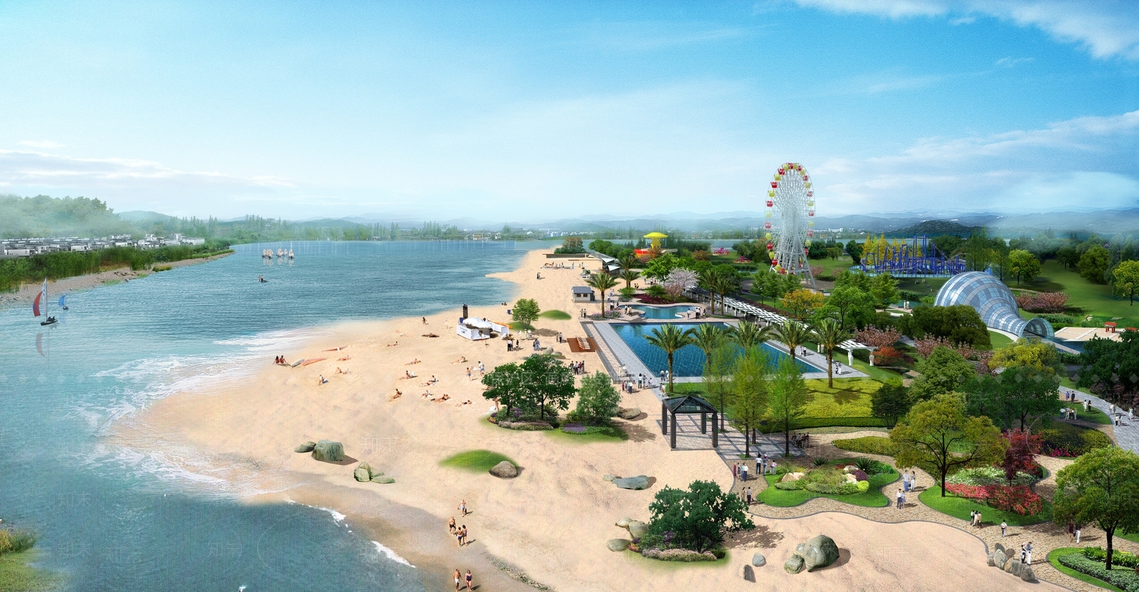 现代旅游区景观规划3D模型下载【ID:1114704167】