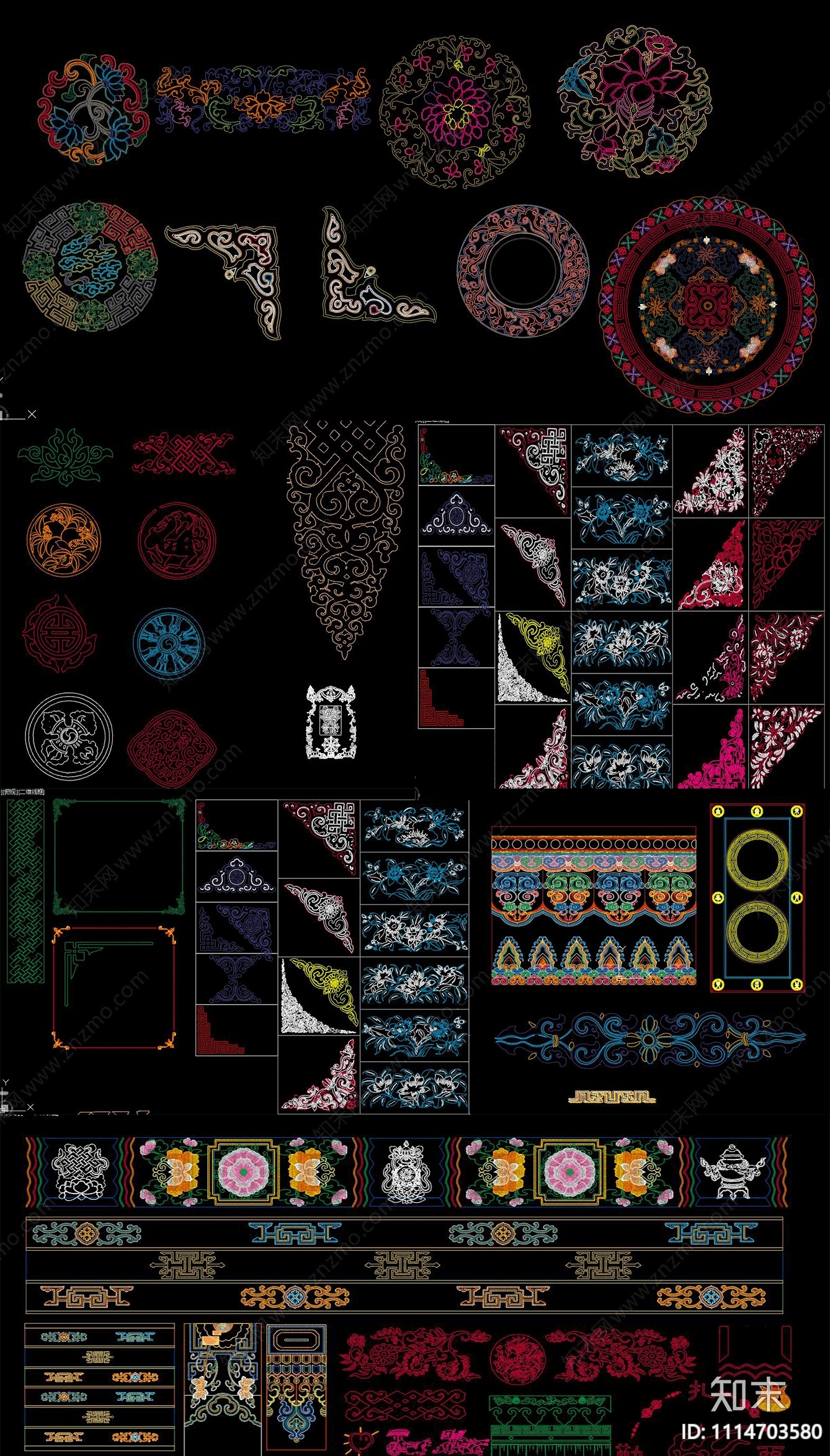 藏式民族风花纹CAD施工图下载【ID:1114703580】
