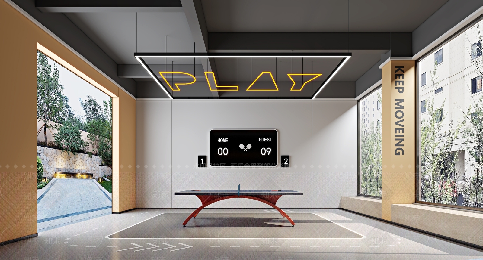 现代乒乒球室3D模型下载【ID:1114704719】