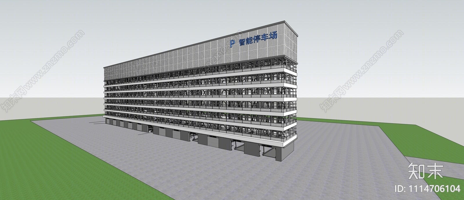 现代立体智能停车库SU模型下载【ID:1114706104】