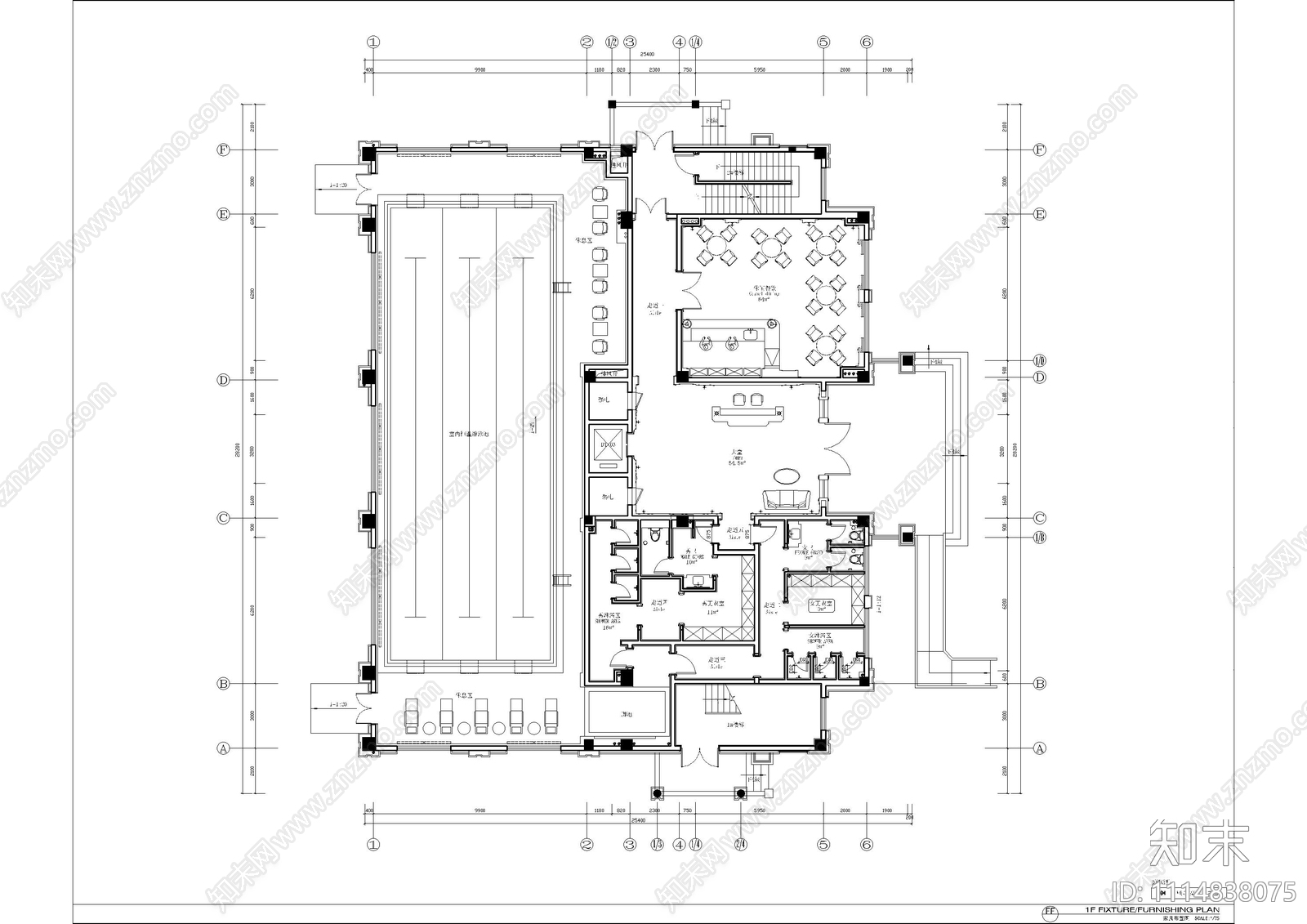 运动健身中心室内恒温游泳池施工图下载【ID:1114838075】