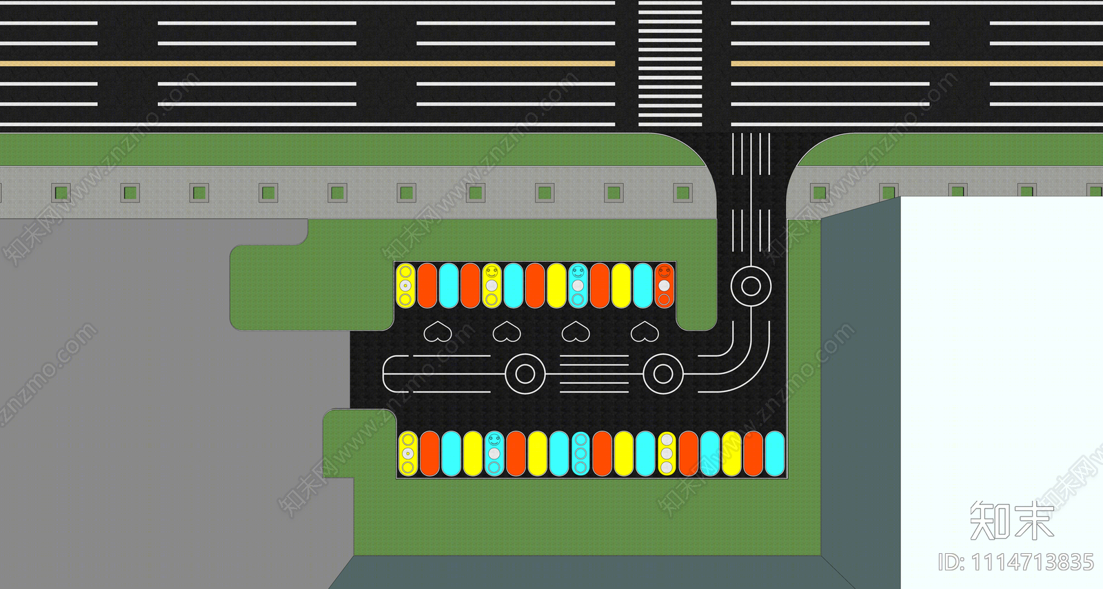 现代示范区生态停车场SU模型下载【ID:1114713835】