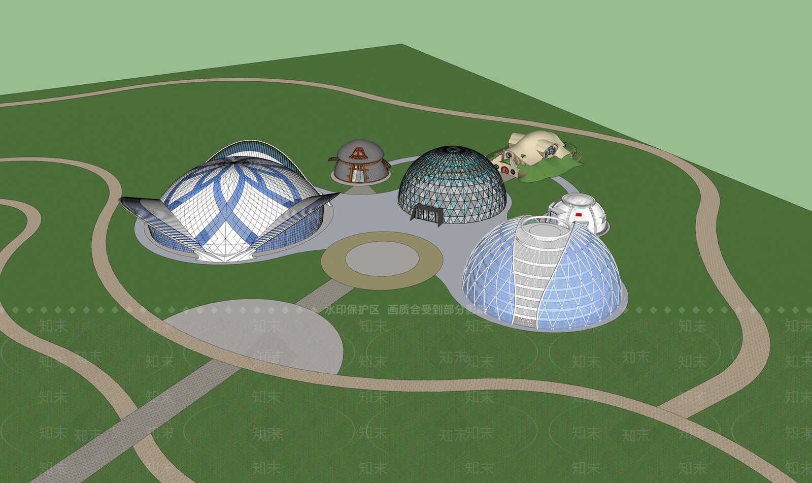 现代球形科技馆SU模型下载【ID:1114715588】