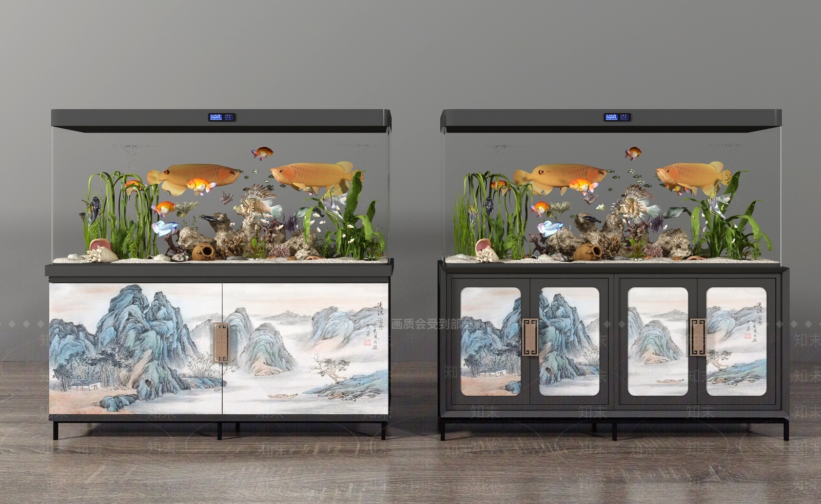 新中式鱼缸水族3D模型下载【ID:1114717191】