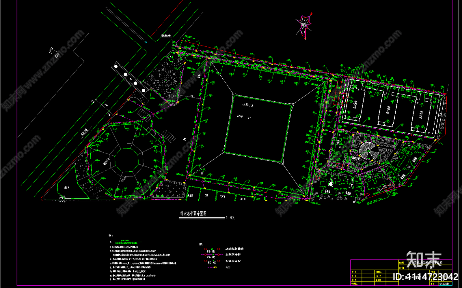 厂房给排水总图cad施工图下载【ID:1114723042】