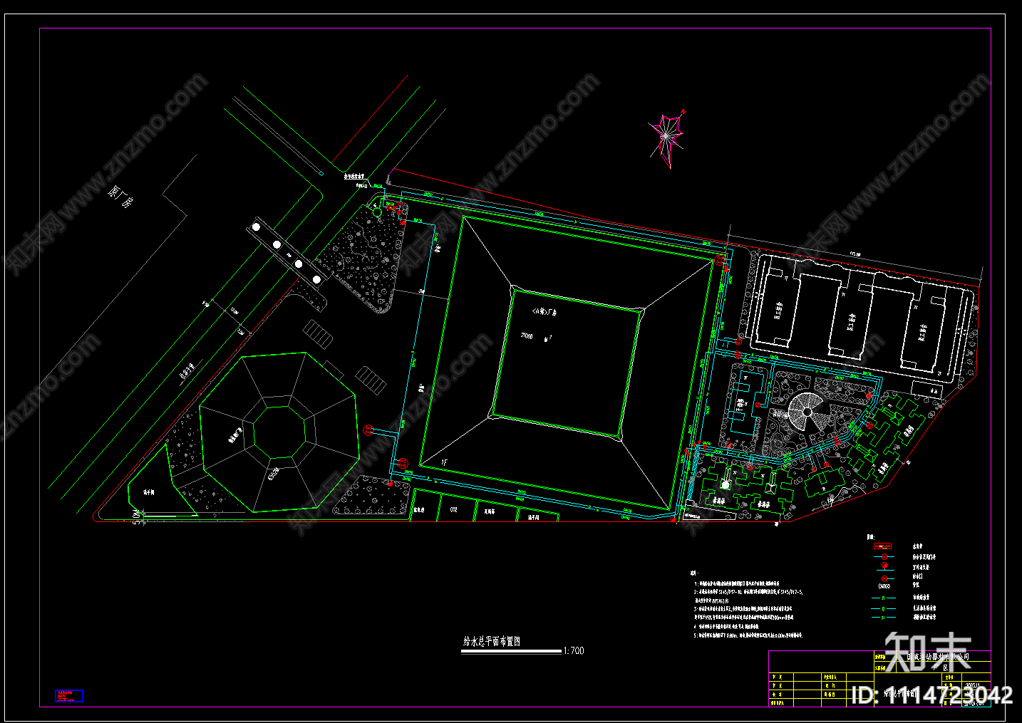 厂房给排水总图cad施工图下载【ID:1114723042】