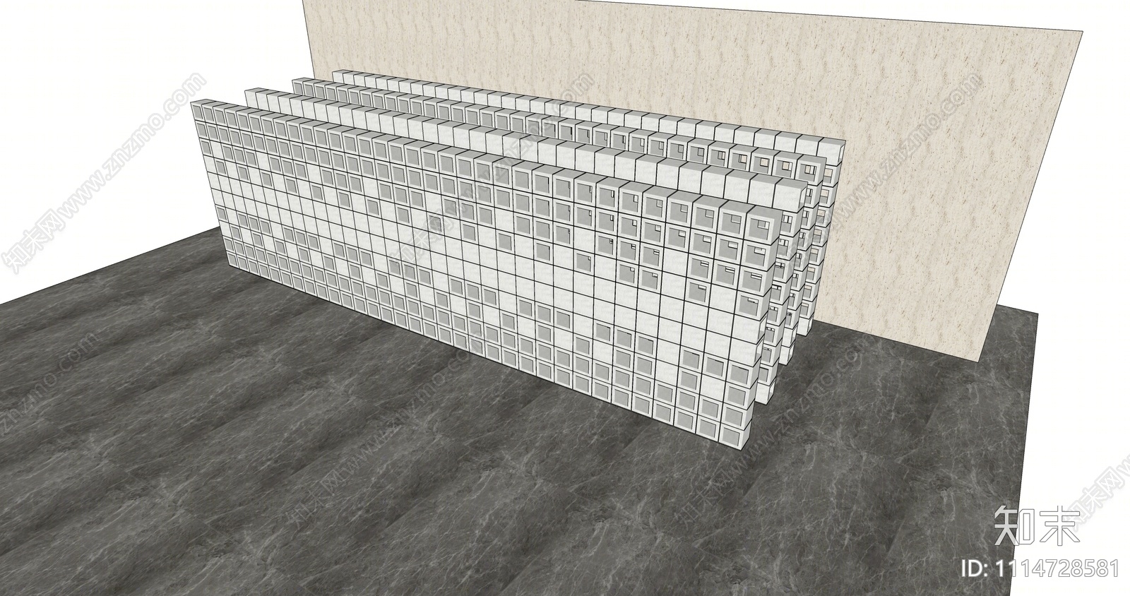 现代空心砖墙SU模型下载【ID:1114728581】