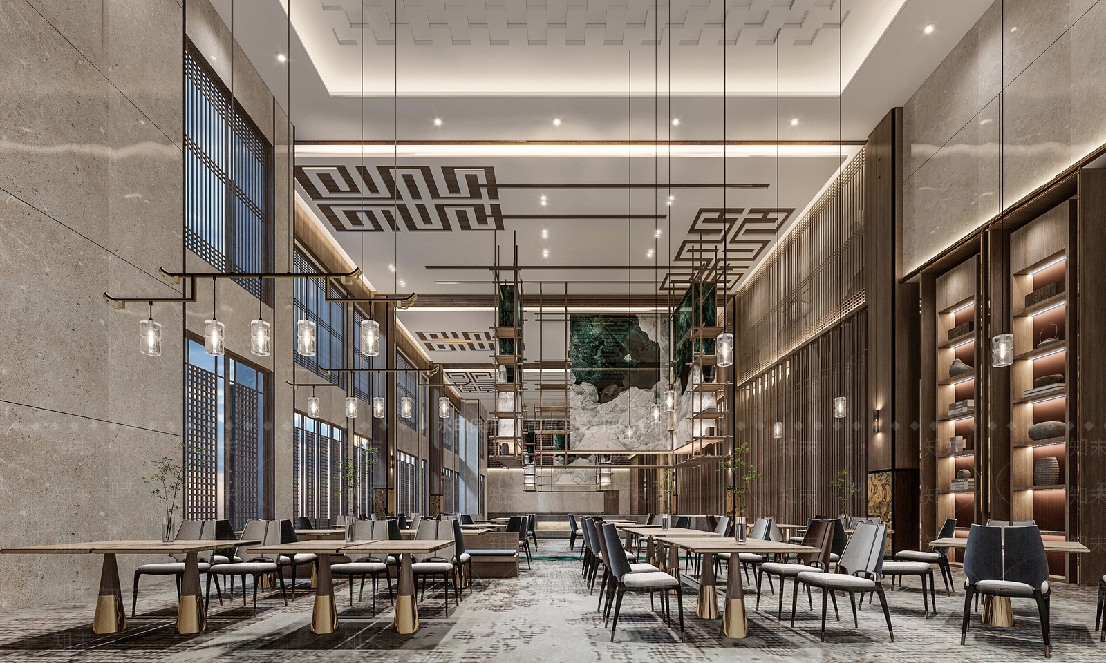 现代酒店自助餐厅3D模型下载【ID:1114738965】