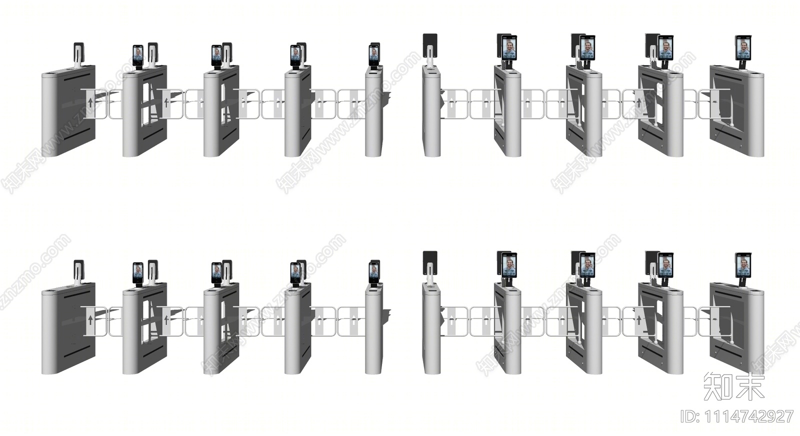 现代人脸识别闸门设备SU模型下载【ID:1114742927】