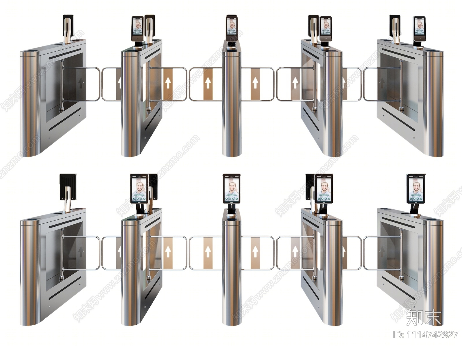 现代人脸识别闸门设备SU模型下载【ID:1114742927】