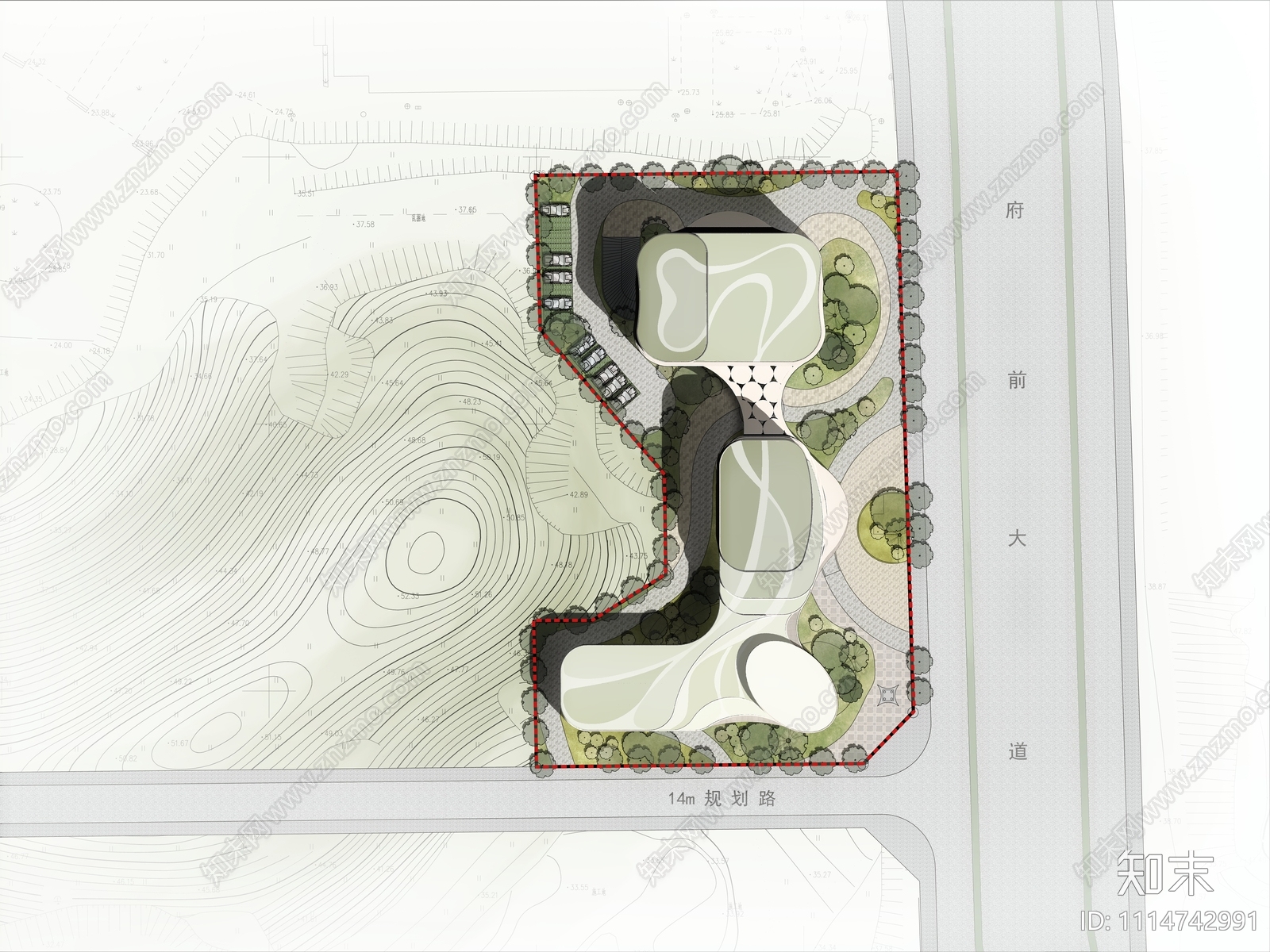 公建博物馆总平面图施工图下载【ID:1114742991】