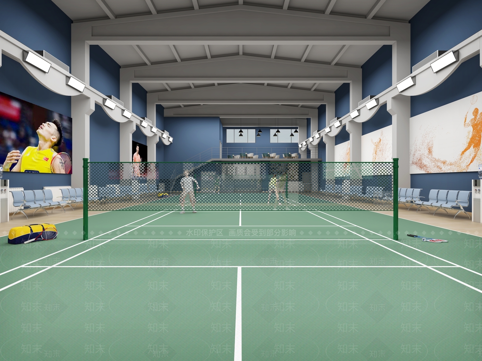 现代羽毛球馆场3D模型下载【ID:1114744182】