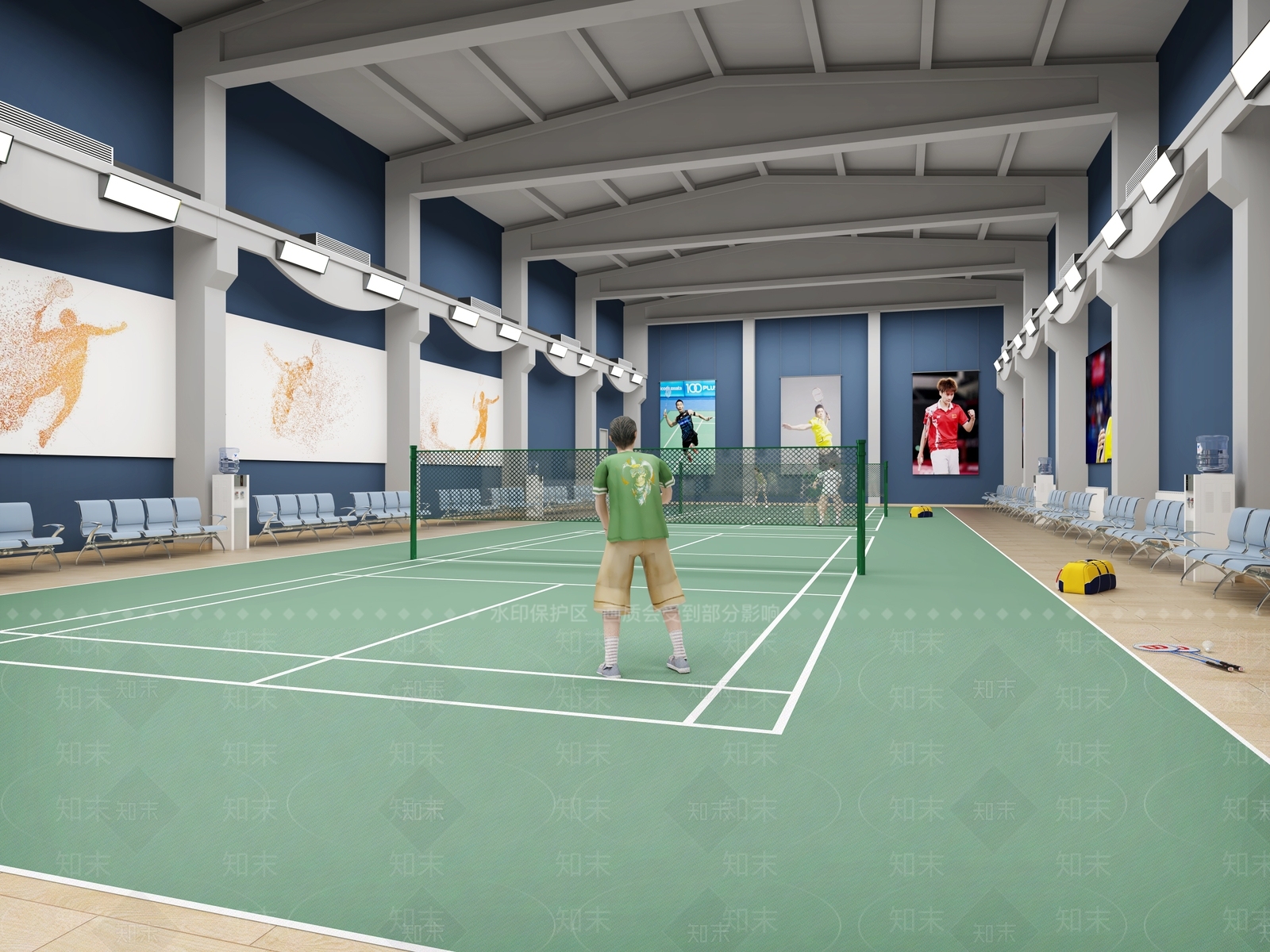 现代羽毛球馆场3D模型下载【ID:1114744182】