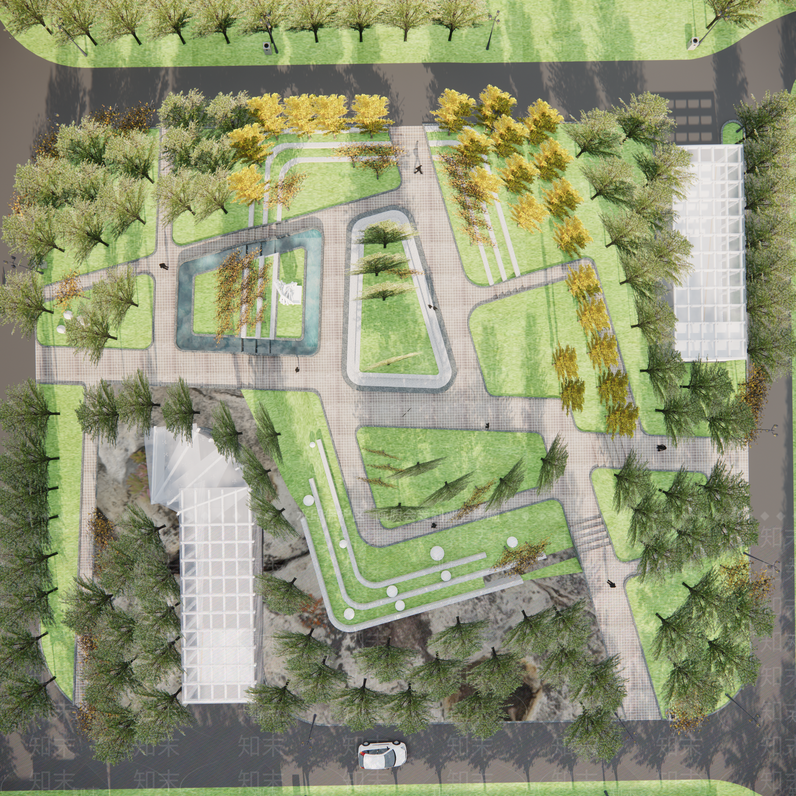 现代小型公园SU模型下载【ID:1114744799】