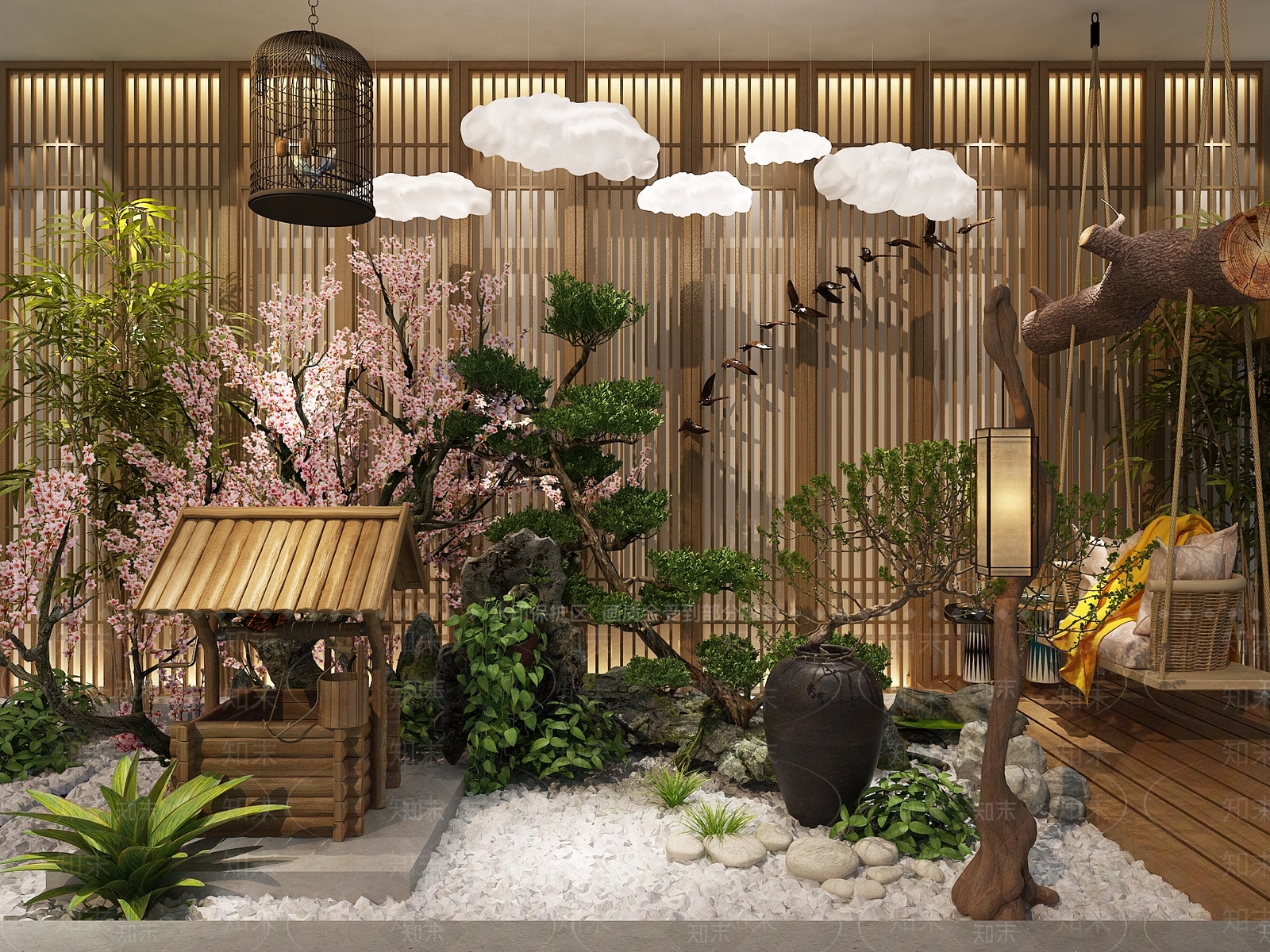 日式枯山水景观SU模型下载【ID:1114745075】