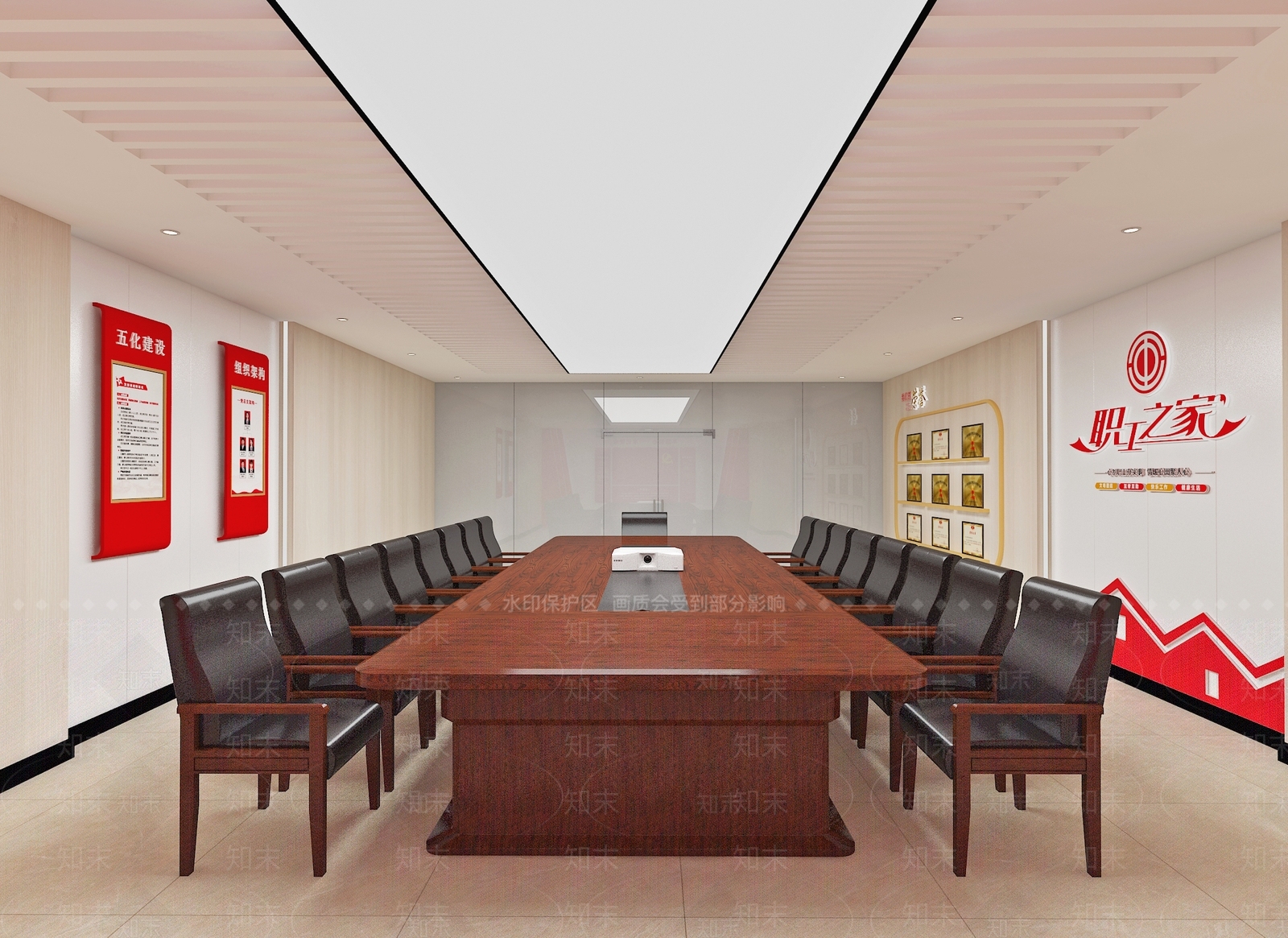 现代党建会议室3D模型下载【ID:1114745165】