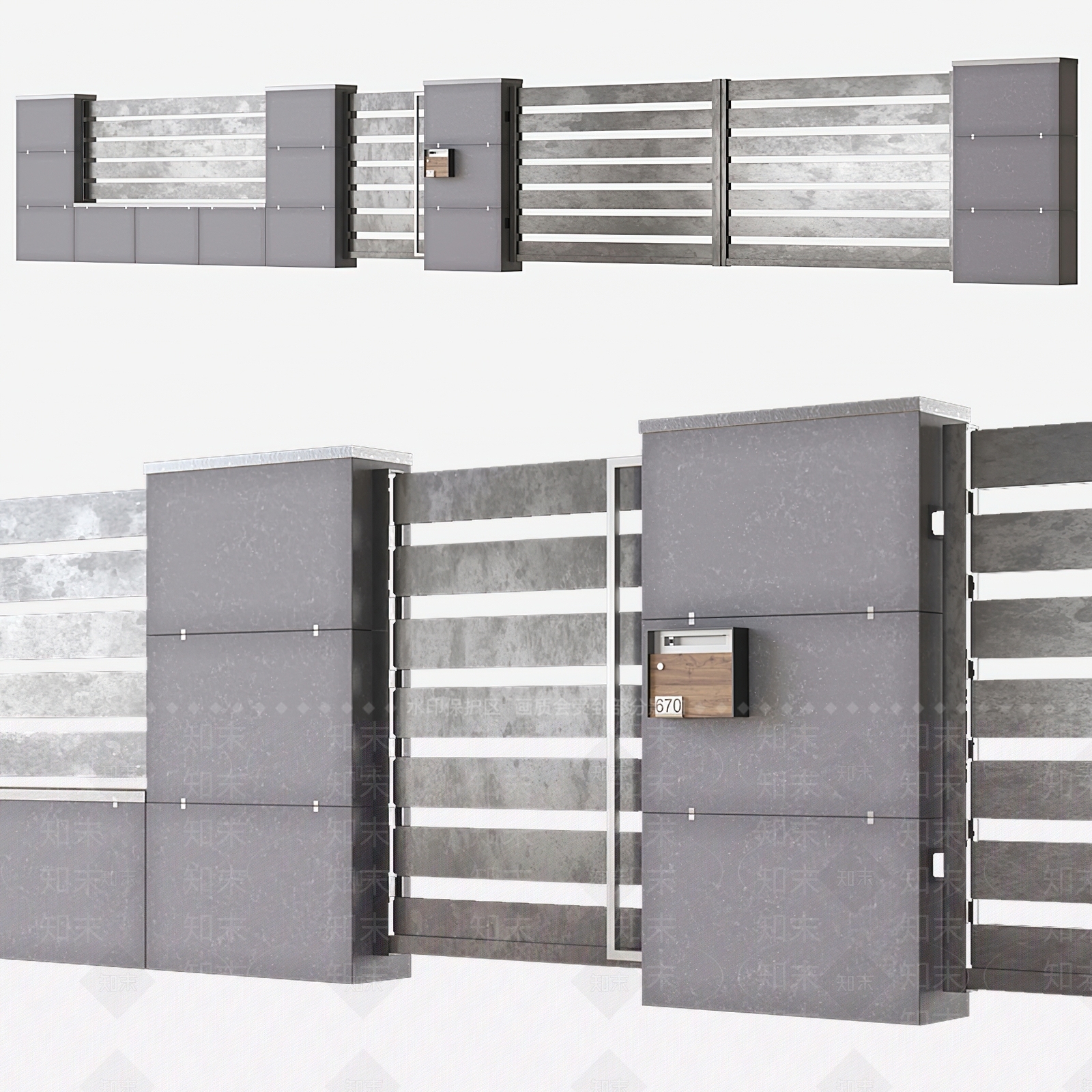 现代围墙大门3D模型下载【ID:1114746666】