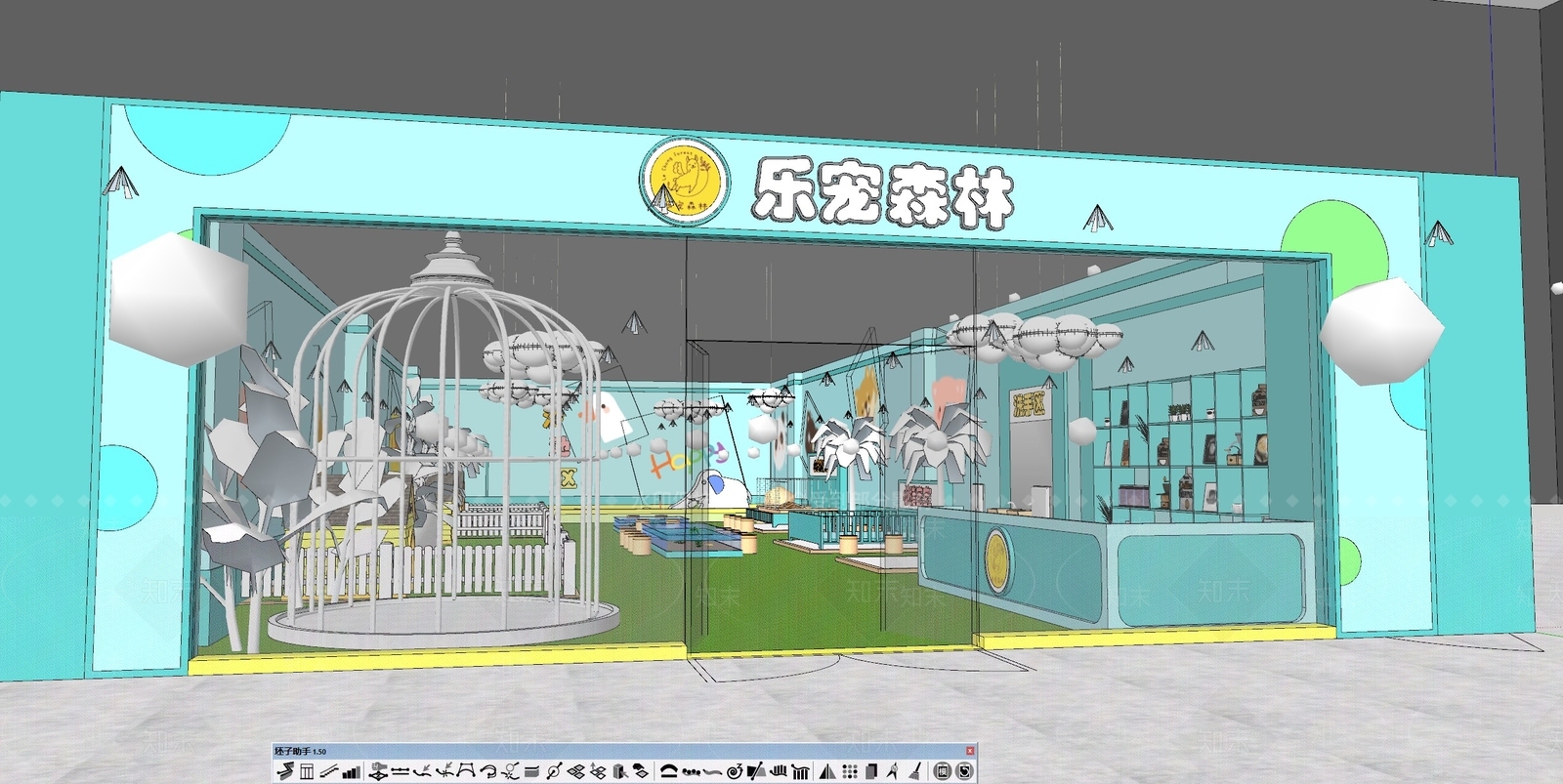 现代宠物店SU模型下载【ID:1114748322】