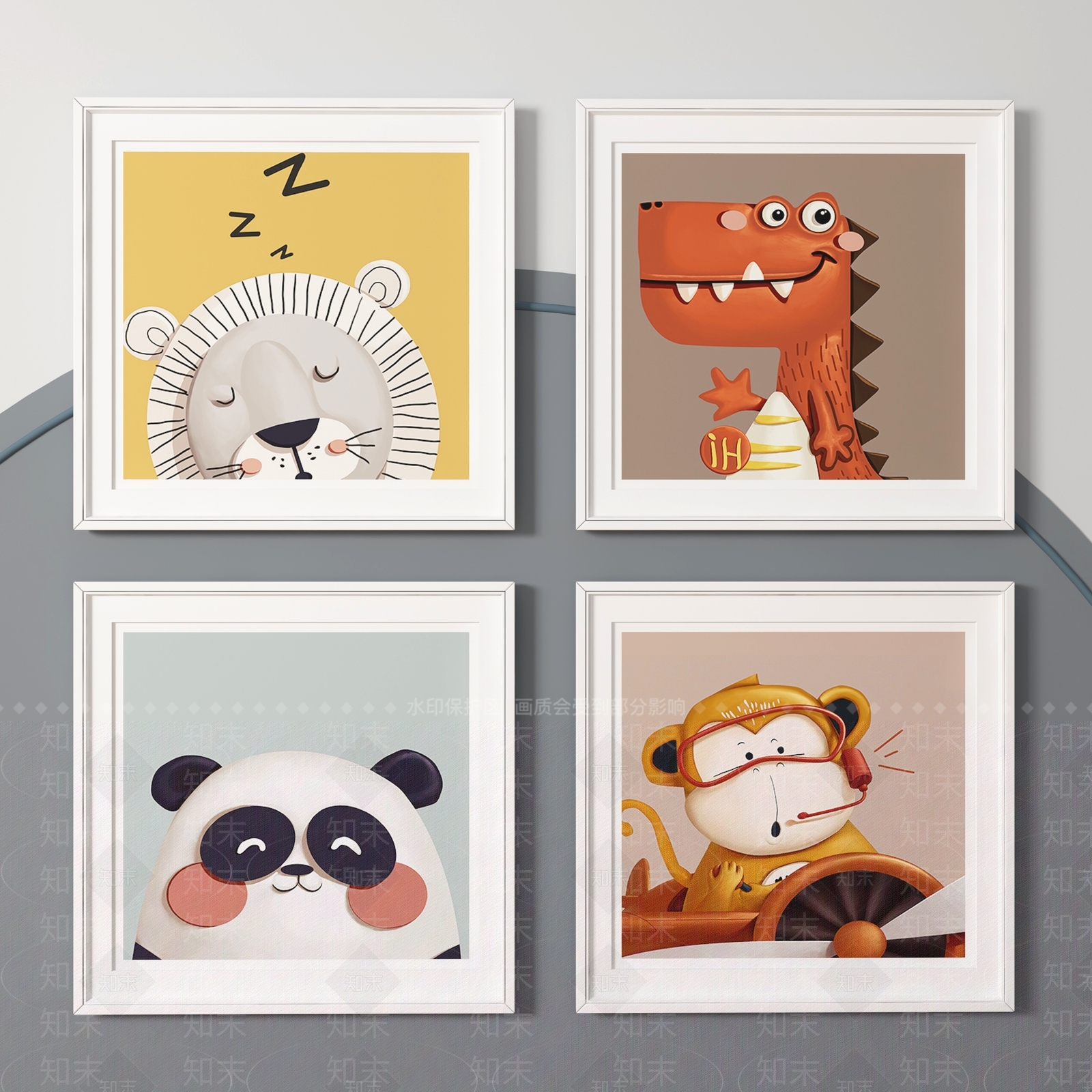 现代儿童房卡通装饰画3D模型下载【ID:1114748719】