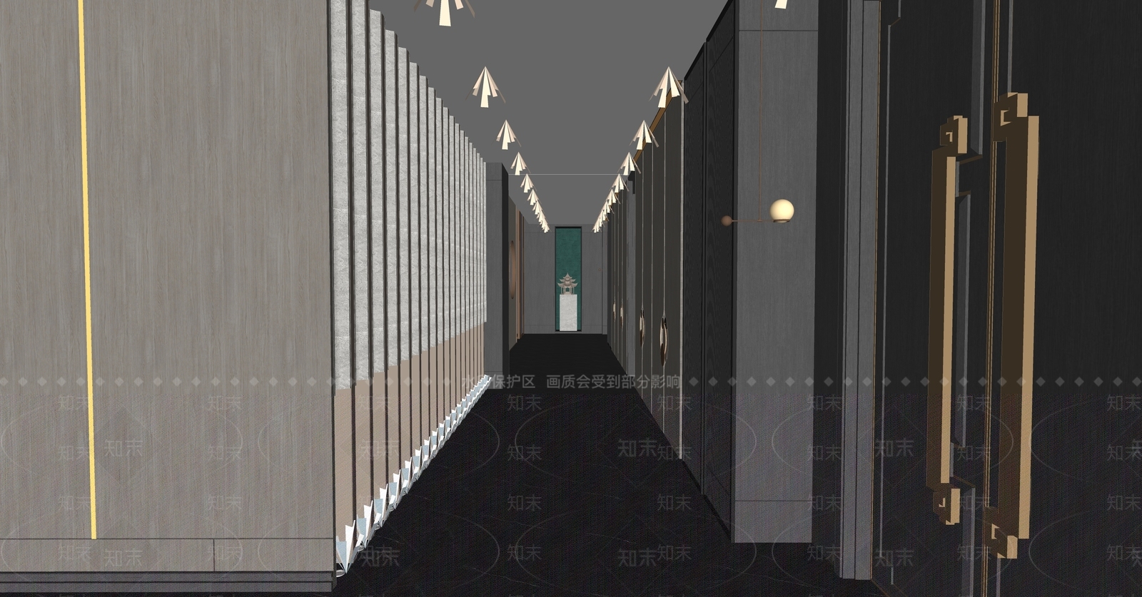 新中式酒店过道SU模型下载【ID:1114749821】