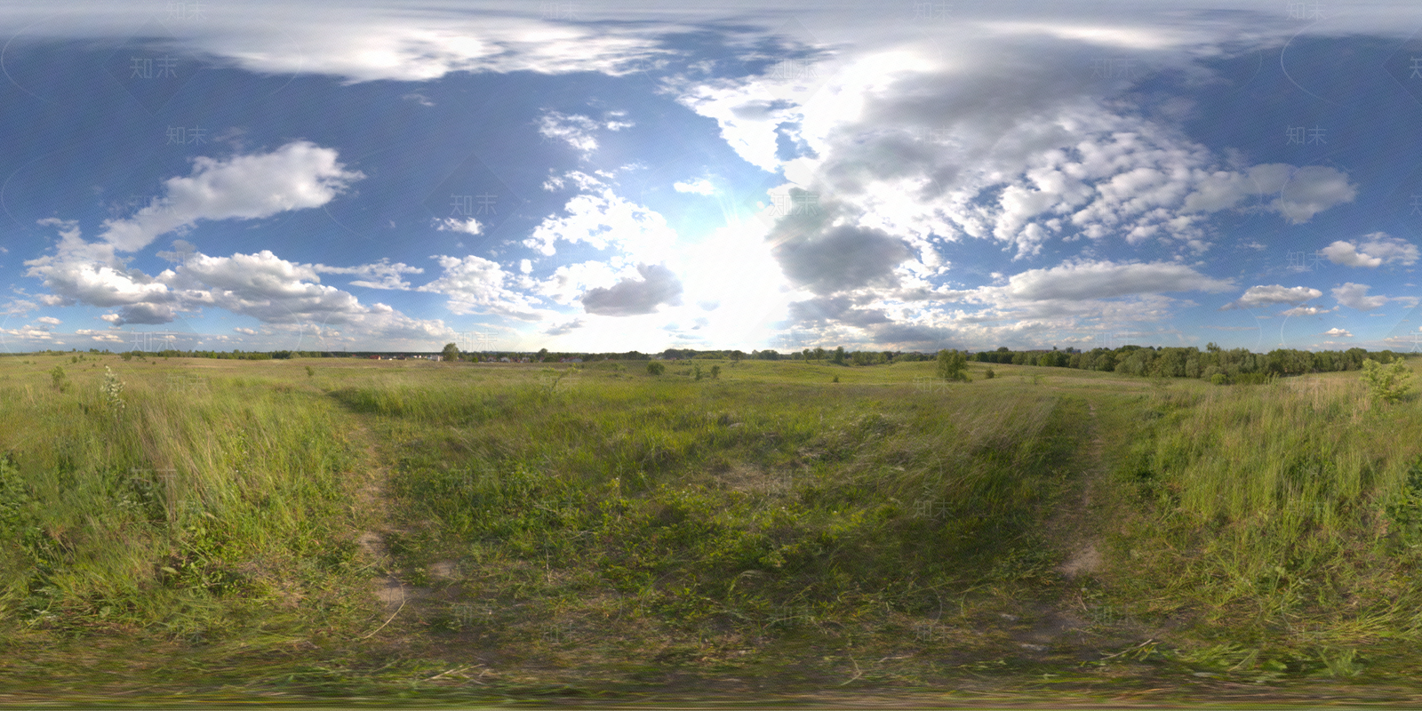 户外草地晴朗天空草原hdr贴图下载【ID:1114751640】