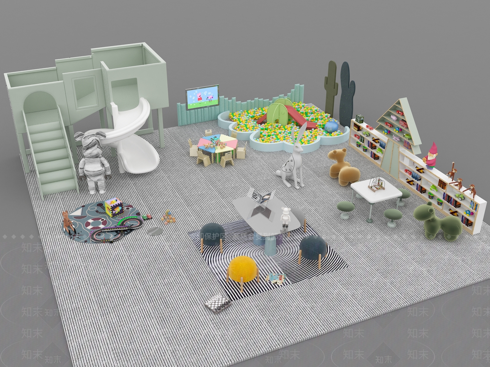 现代滑滑梯3D模型下载【ID:1114752471】