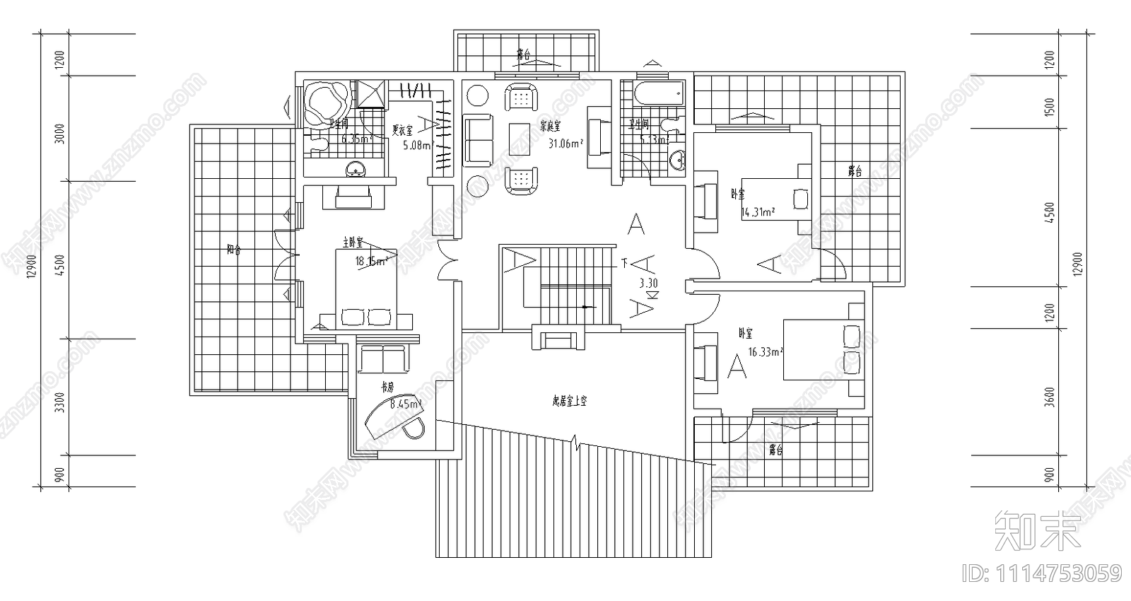 独立北C别墅平面施工图施工图下载【ID:1114753059】