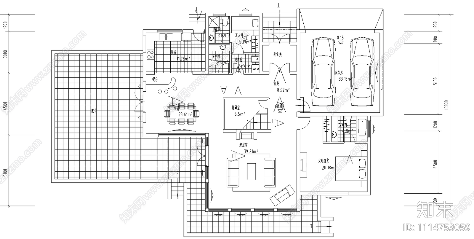 独立北C别墅平面施工图施工图下载【ID:1114753059】