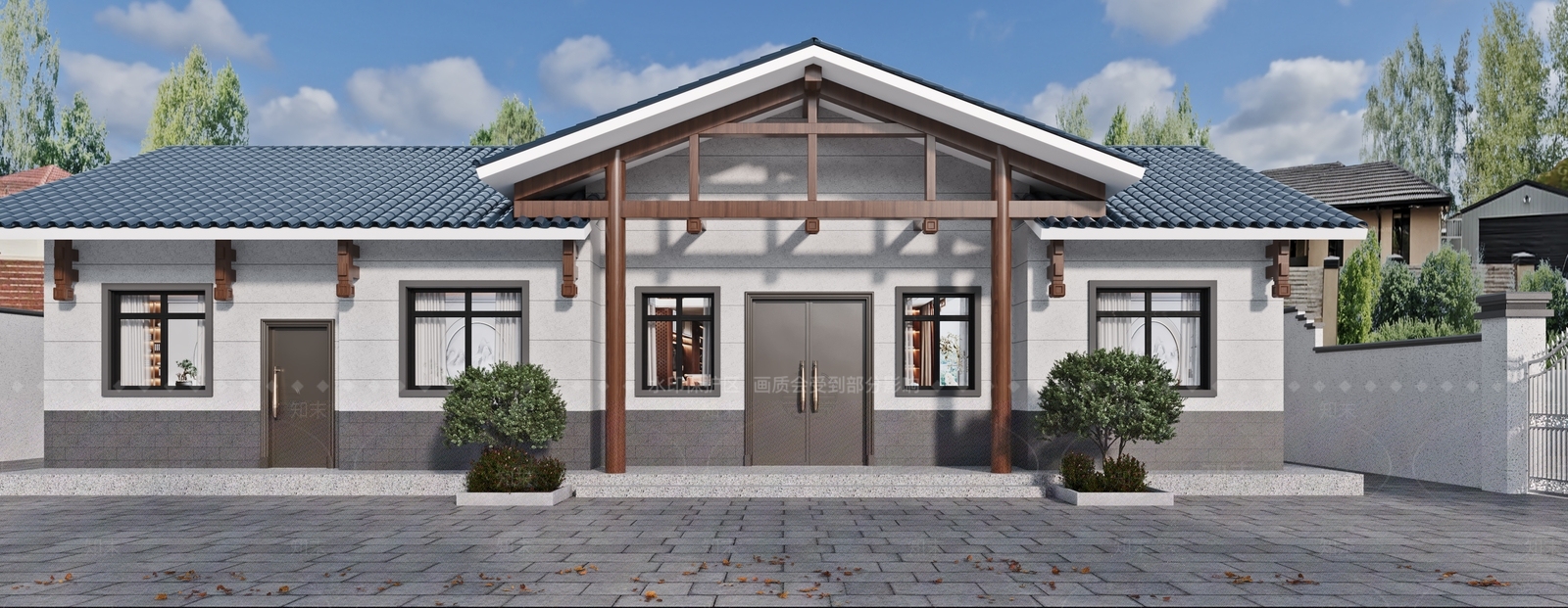 新中式住宅外观3D模型下载【ID:1114757860】