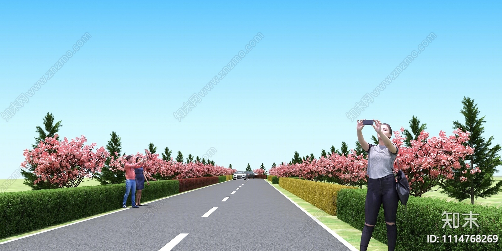 现代道路绿化3D模型下载【ID:1114768269】