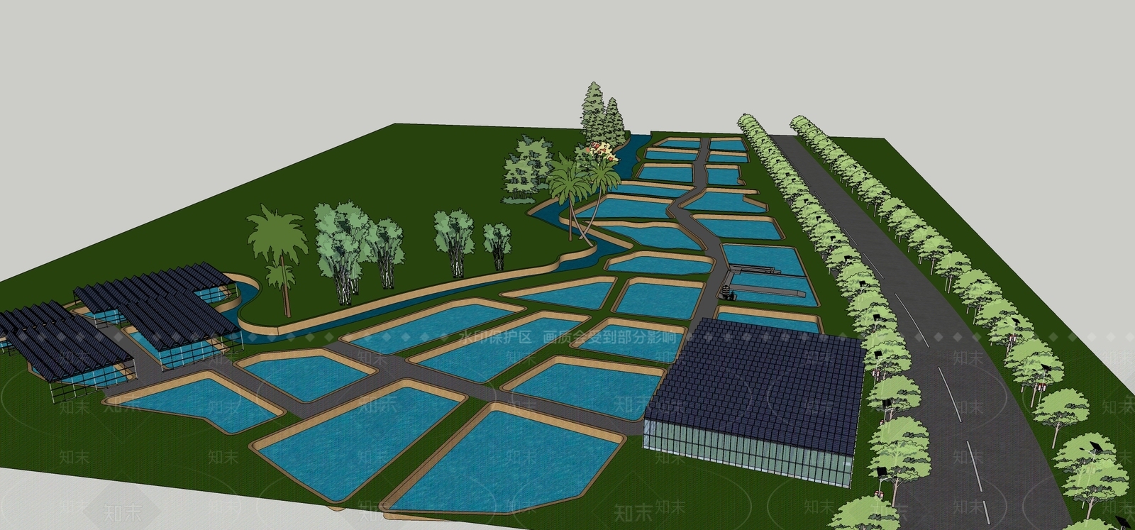 现代智能鱼塘SU模型下载【ID:1114767007】