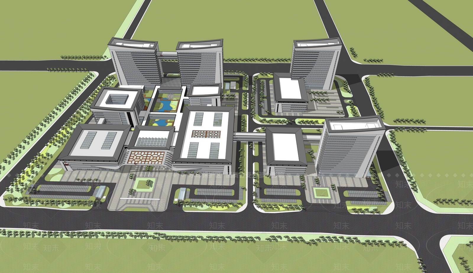 现代医疗建筑SU模型下载【ID:1114767865】