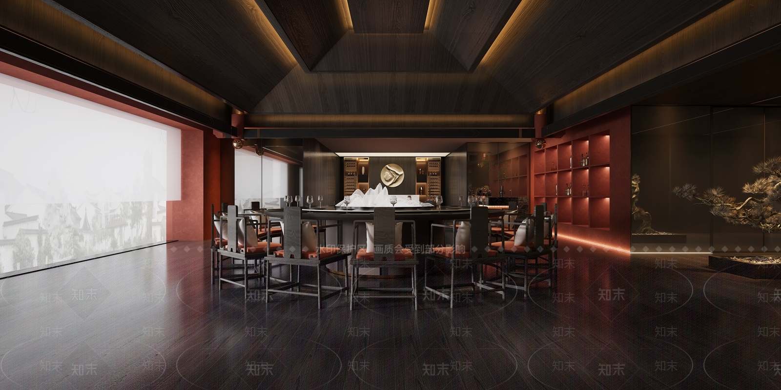中式酒店餐厅3D模型下载【ID:1221850659】