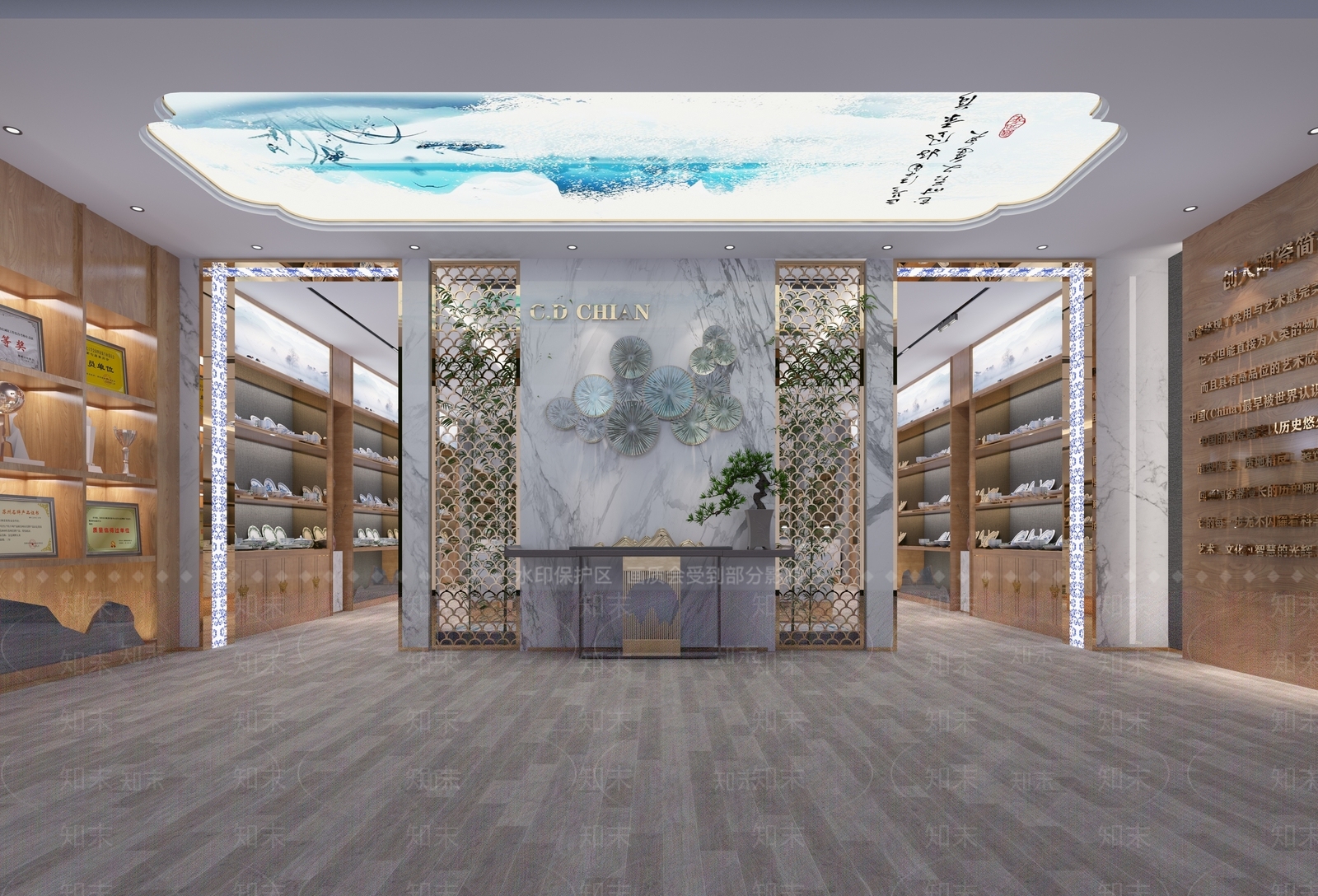 现代轻奢陶瓷展厅3D模型下载【ID:1114774991】