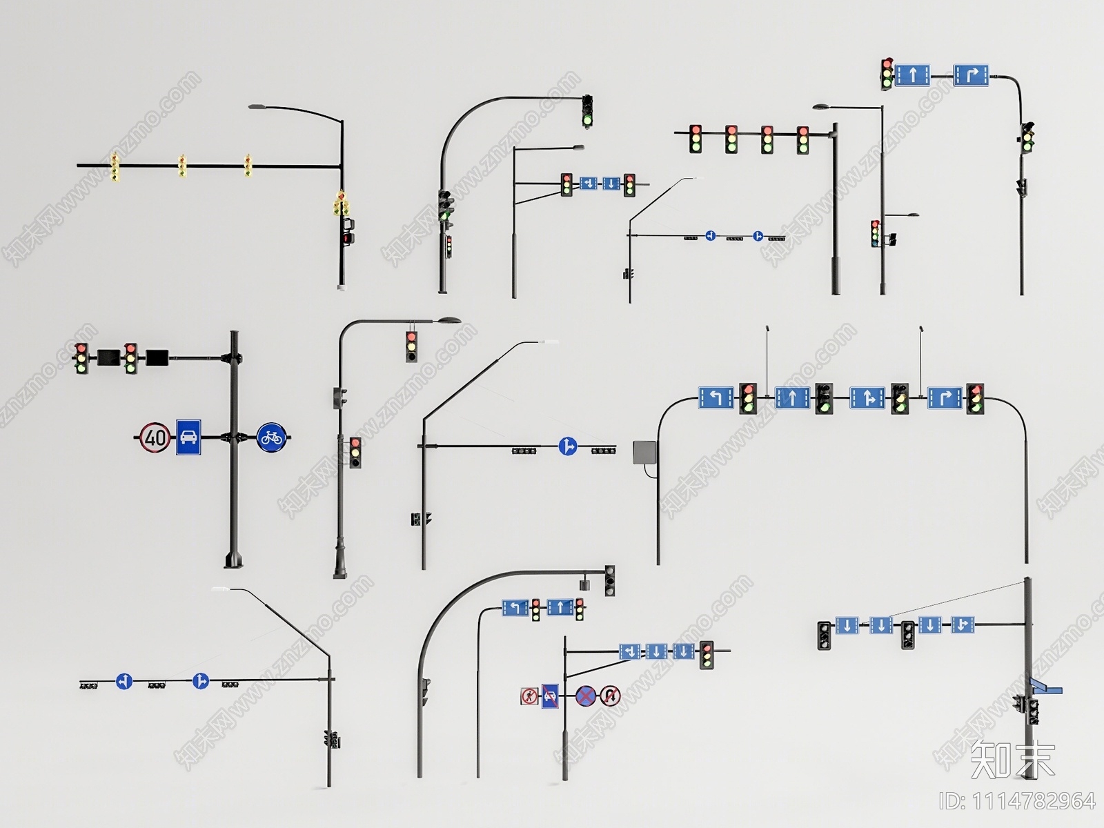 现代交通信号灯3D模型下载【ID:1114782964】