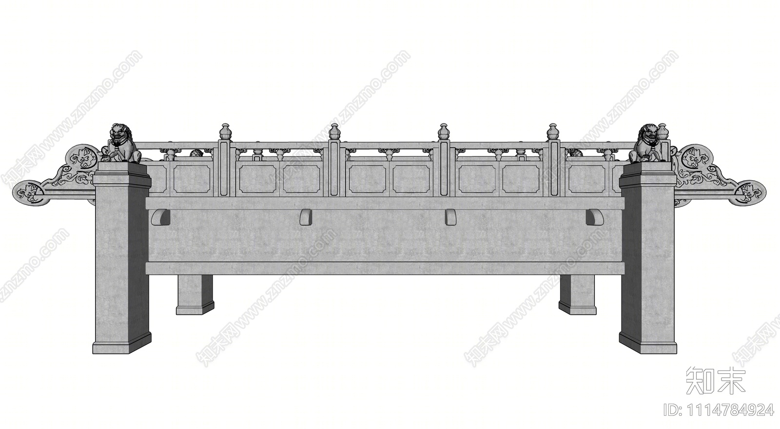 中式雕花石桥SU模型下载【ID:1114784924】
