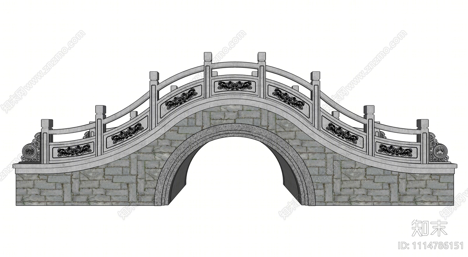 中式雕花石桥SU模型下载【ID:1114786151】